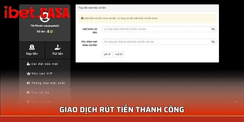 Giao dịch rút tiền thành công